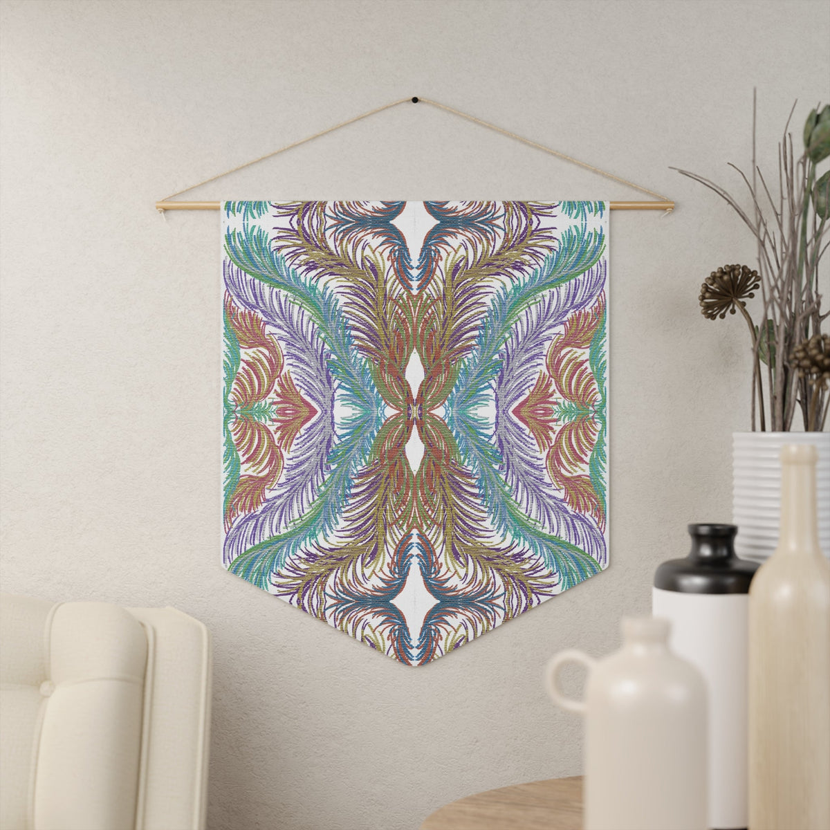 Space Feathers Mosaic Caden Caraco Art Print Wall Hanging Banner Flag
