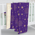 Gold Sun Stars Celestial Tarot Purple Sherpa Fleece Blanket