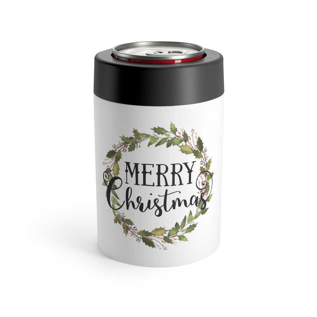Merry Christmas Wreath Christmas Print Stainless Steel Can Holder