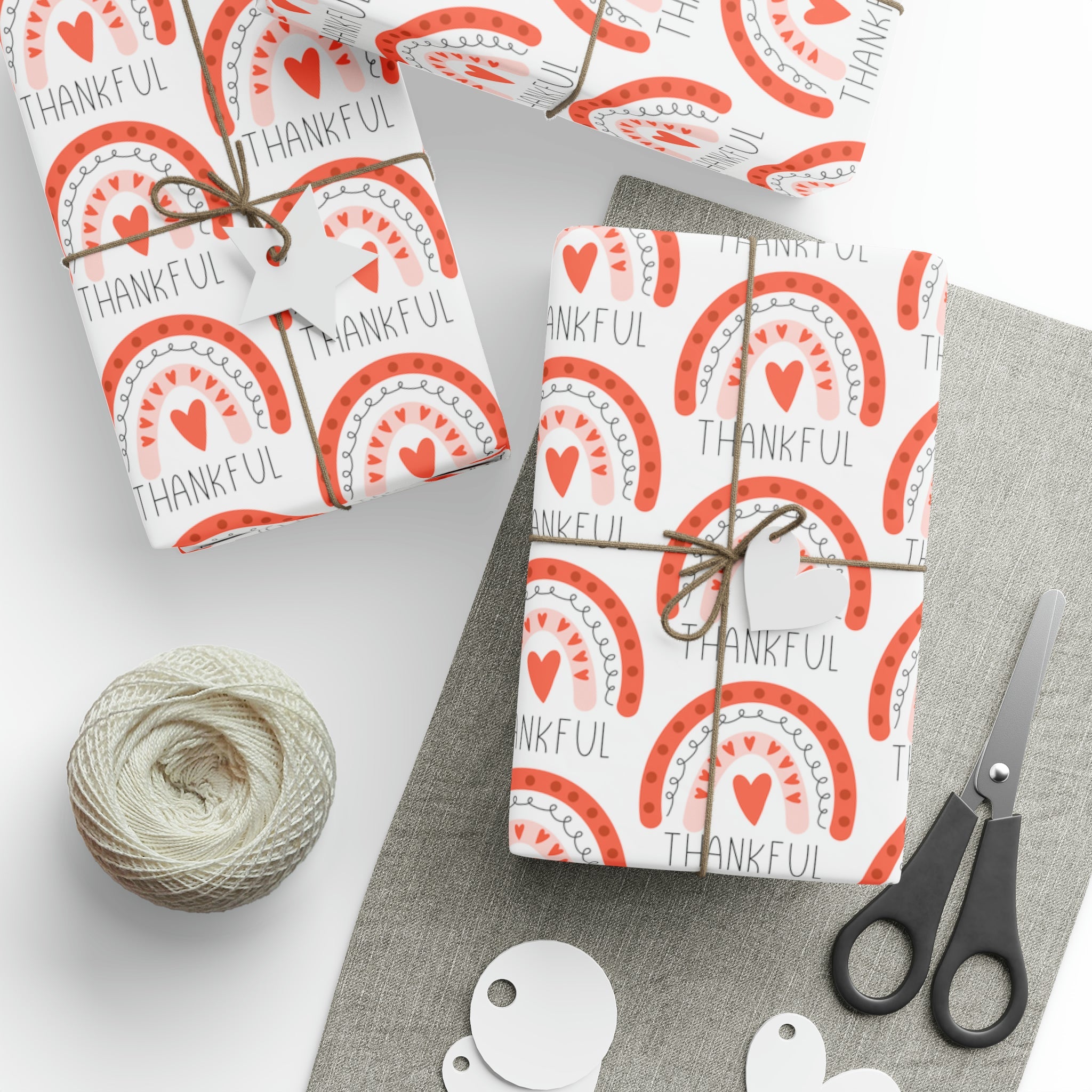 Thankful Boho Rainbow Friendsgiving Thanksgiving Thank You Print Holiday Gift Wrap Paper - Glossy Or Matte