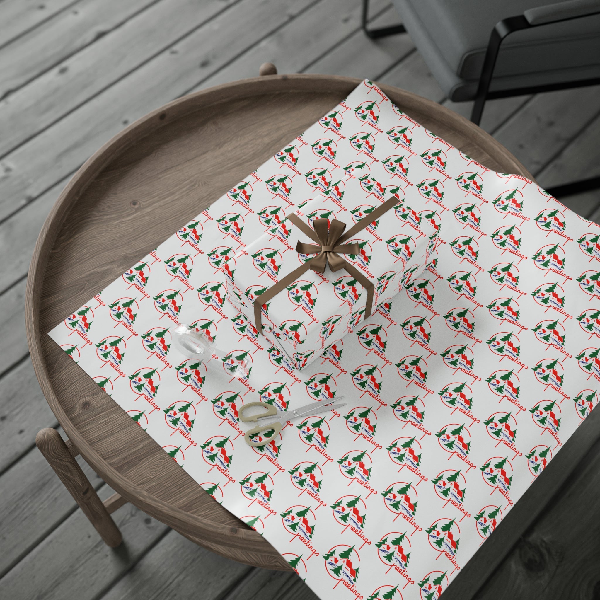 Christmas Greetings Mid Century Retro Christmas Print Holiday Gift Wrap Paper - Glossy Or Matte
