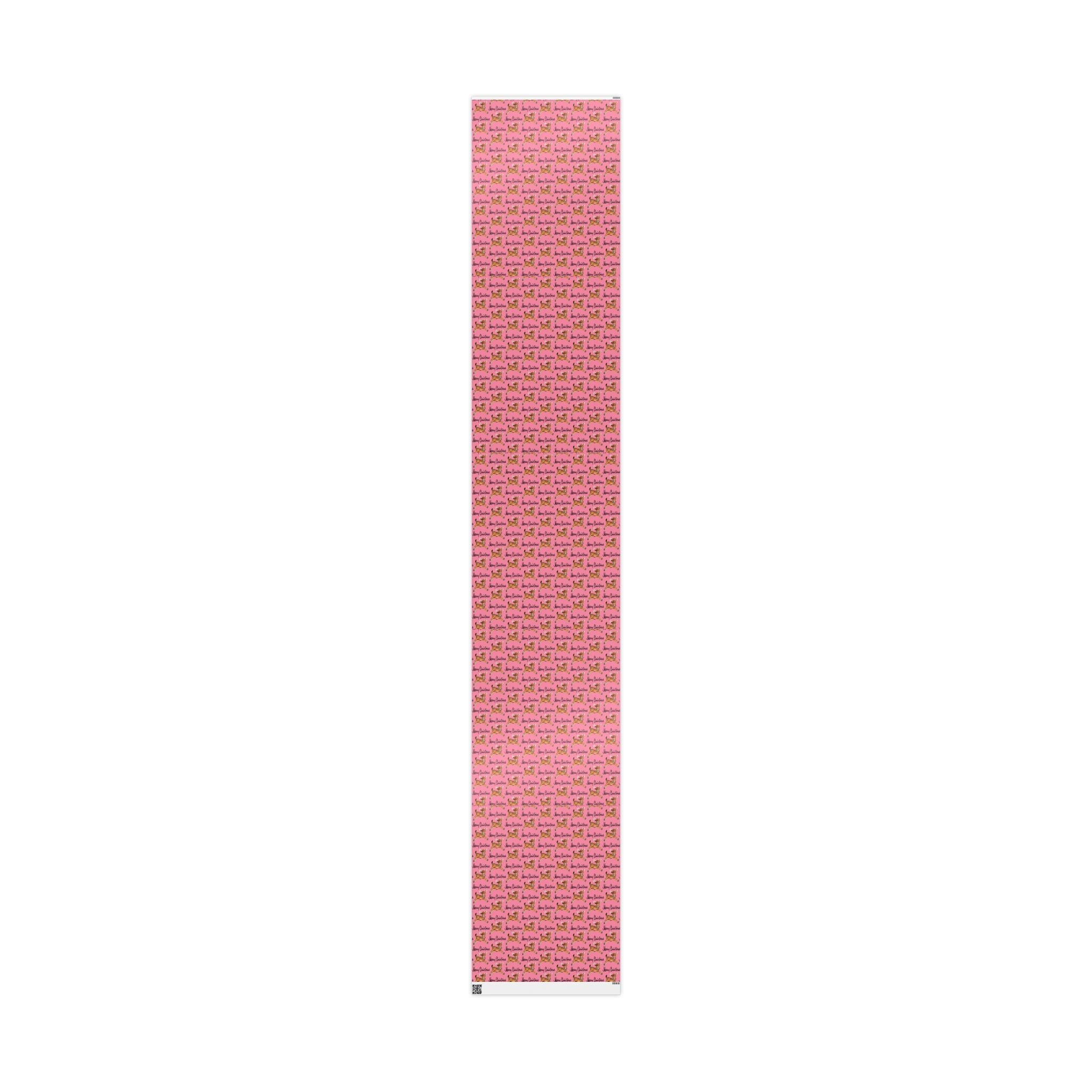 Merry Christmas Leaping Reindeer Pink Mid Century Retro Christmas Print Holiday Gift Wrap Paper - Glossy Or Matte