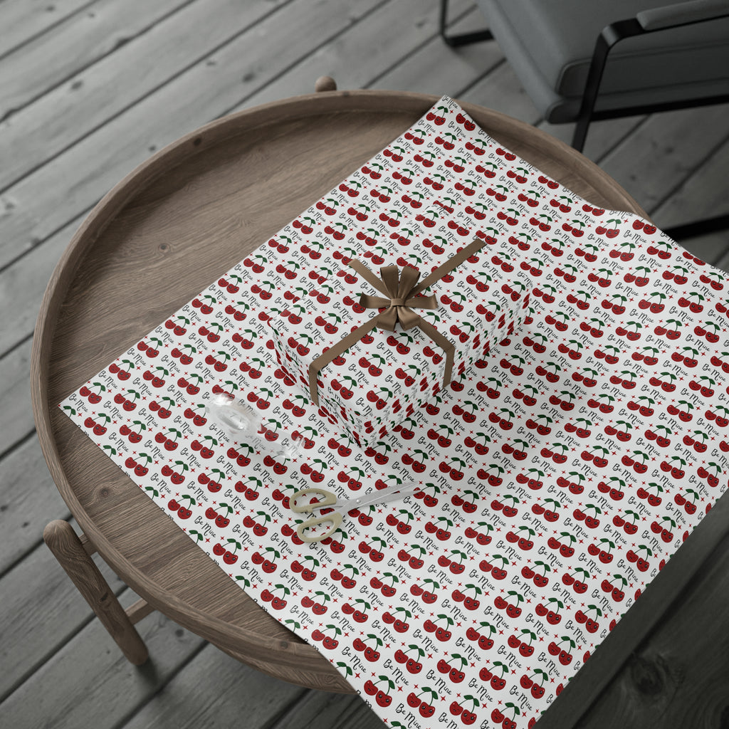 Retro Cherries Be Mine Gift Wrap - Romantic and Stylish Wrapping Paper