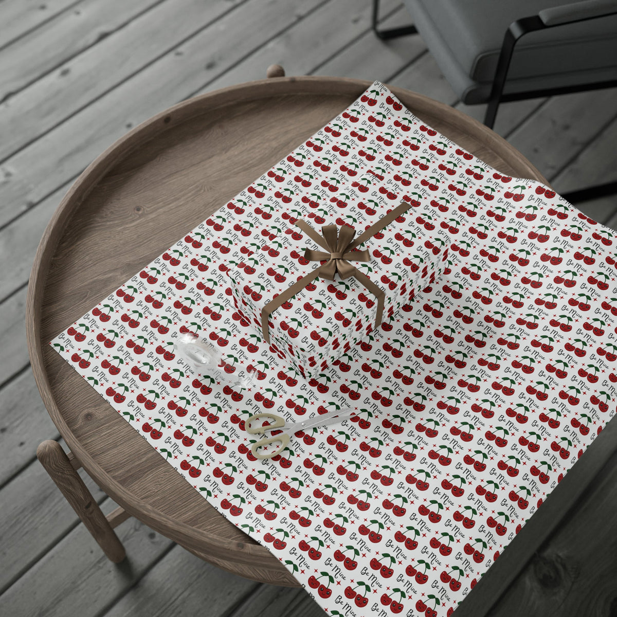 Retro Cherries Be Mine Gift Wrap - Romantic and Stylish Wrapping Paper