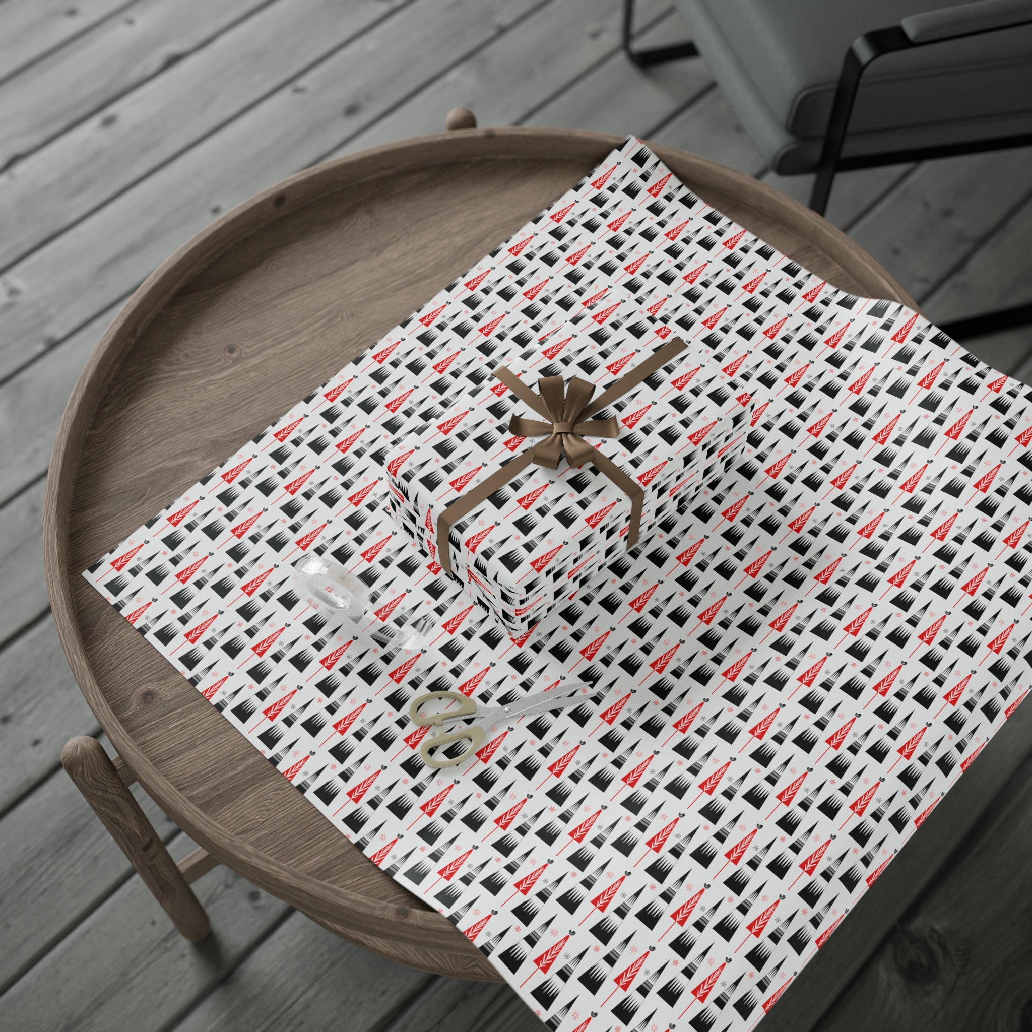 Retro Christmas Trees Mid Century Retro Christmas Print Holiday Gift Wrap Paper - Glossy Or Matte