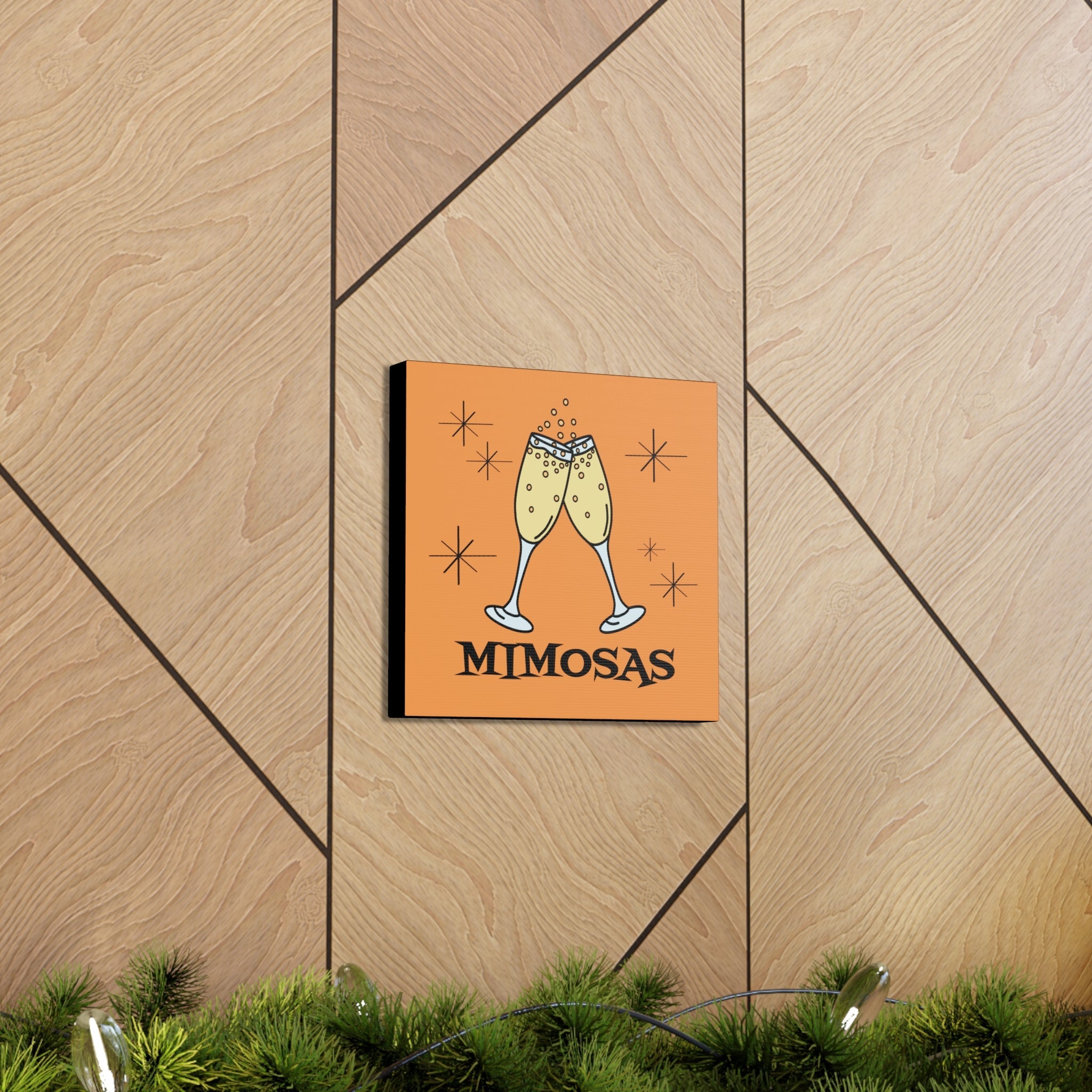 Mimosas Atomic Mid Century Retro Style Pink Canvas Gallery Wrap