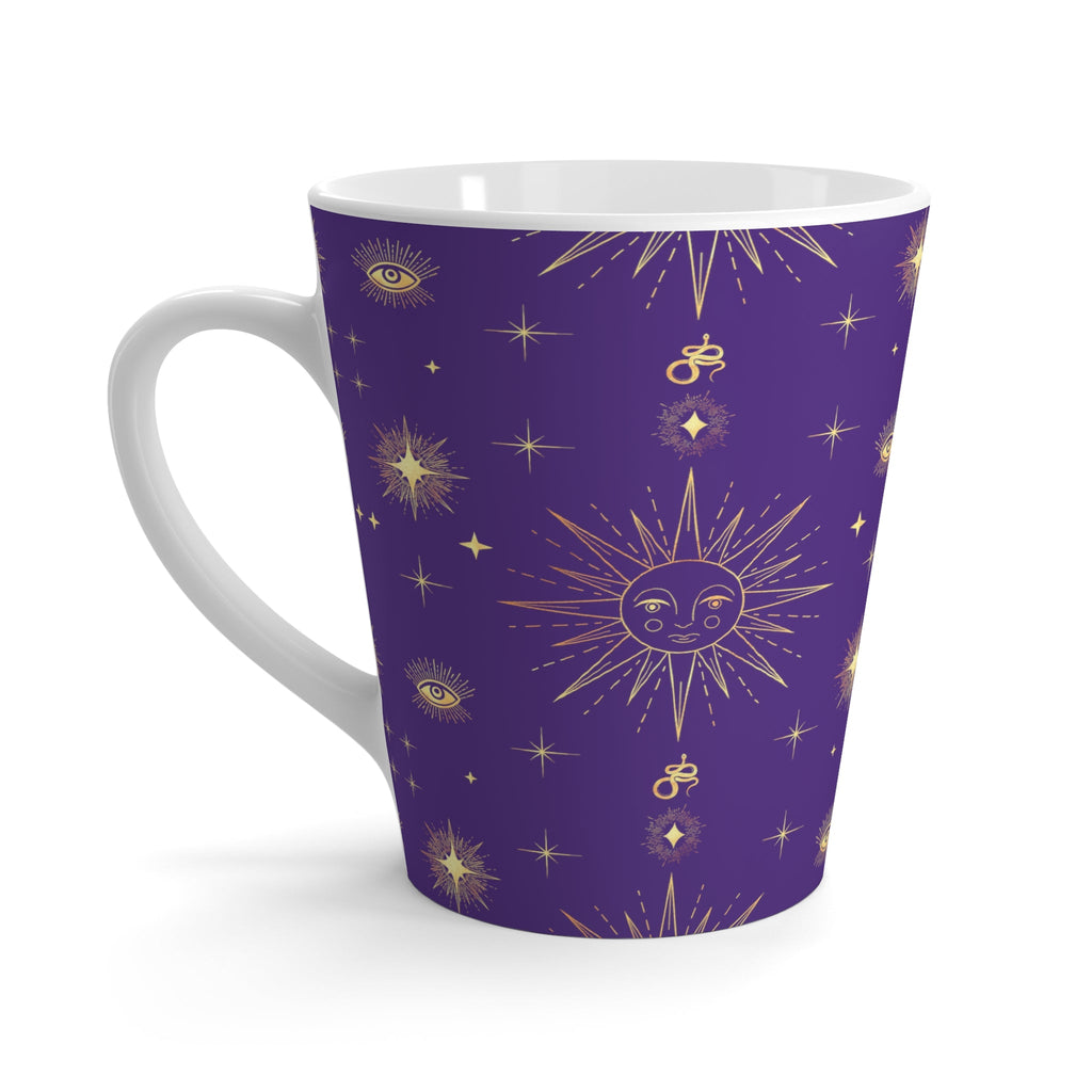Celestial Gold Sun Stars Purple Latte Mug