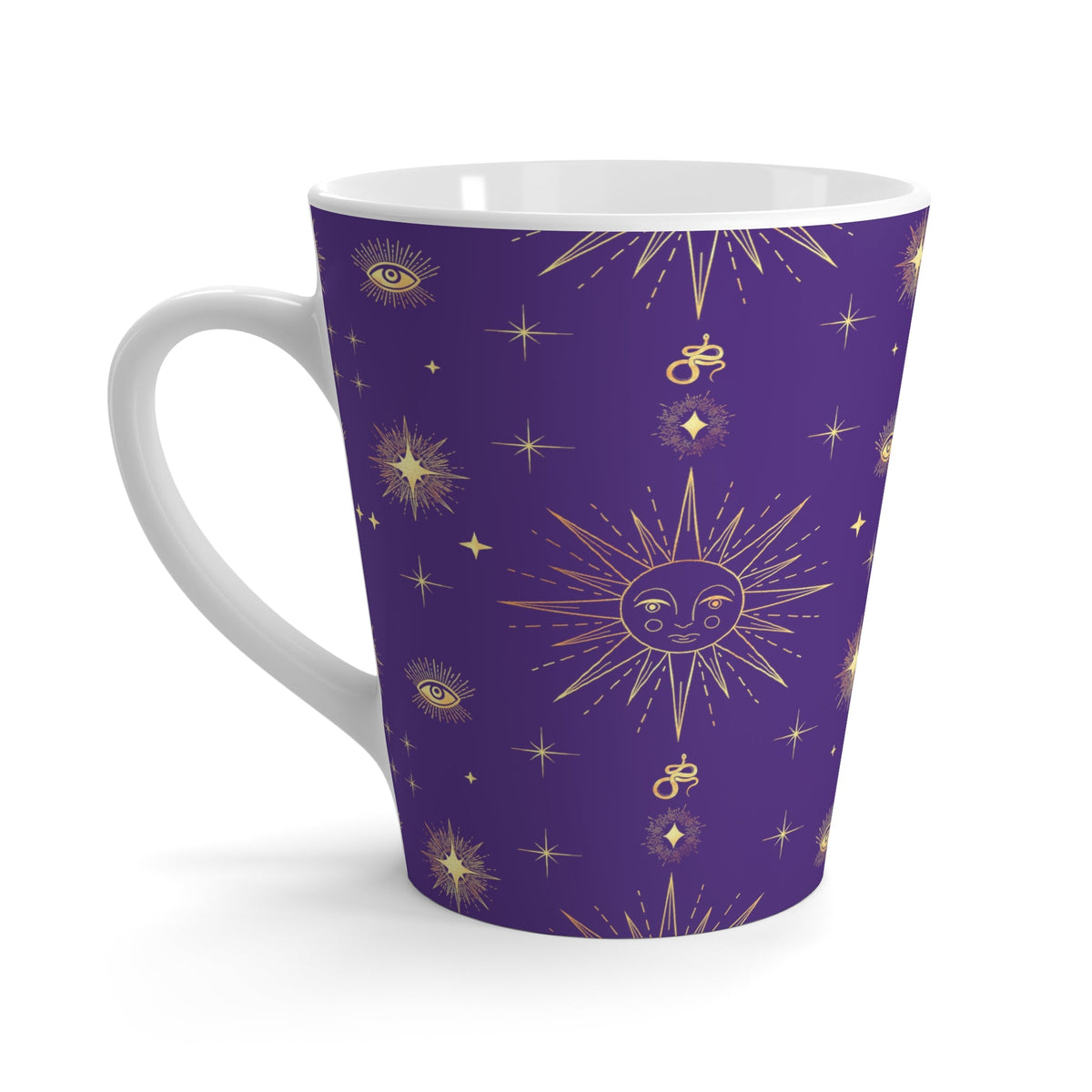 Celestial Gold Sun Stars Purple Latte Mug