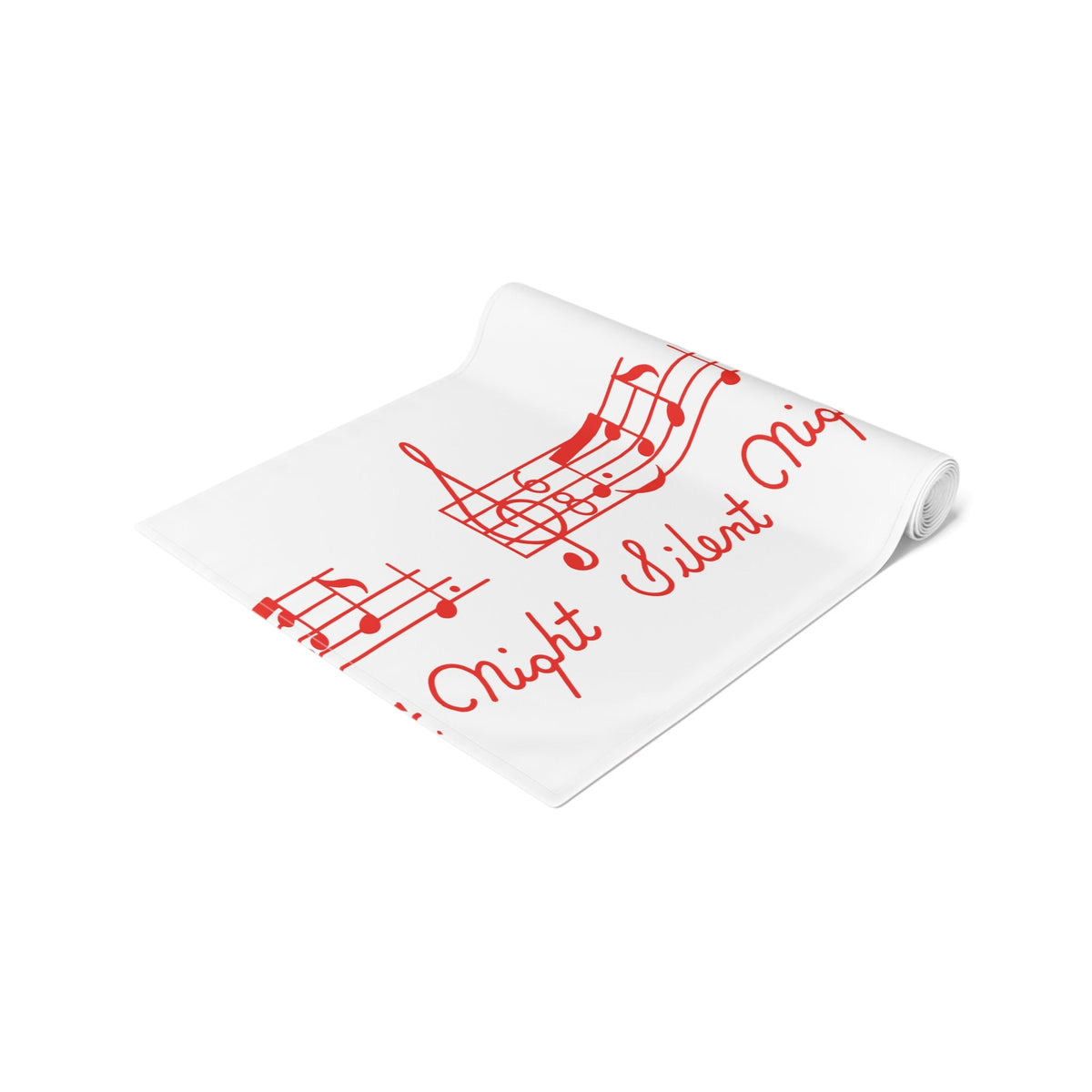 Silent Night Sheet Music 50s Mid Century Retro Christmas Print Home Decor Cotton Poly Table Runner