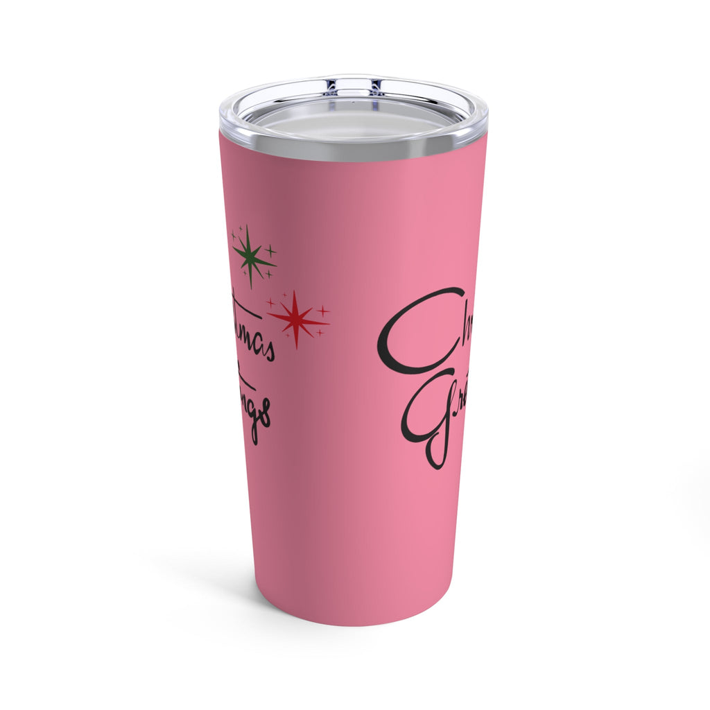 Christmas Greetings Starburst Retro Mid Century Pink Christmas Style Stainless Steel Tumbler 20oz
