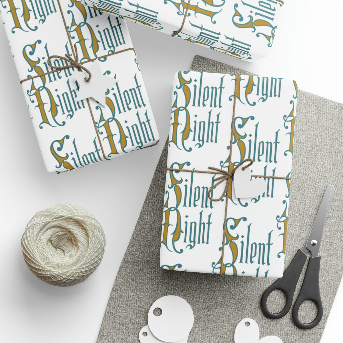 Silent Night Retro Style Christmas Holiday Gift Wrap Paper - Glossy Or Matte
