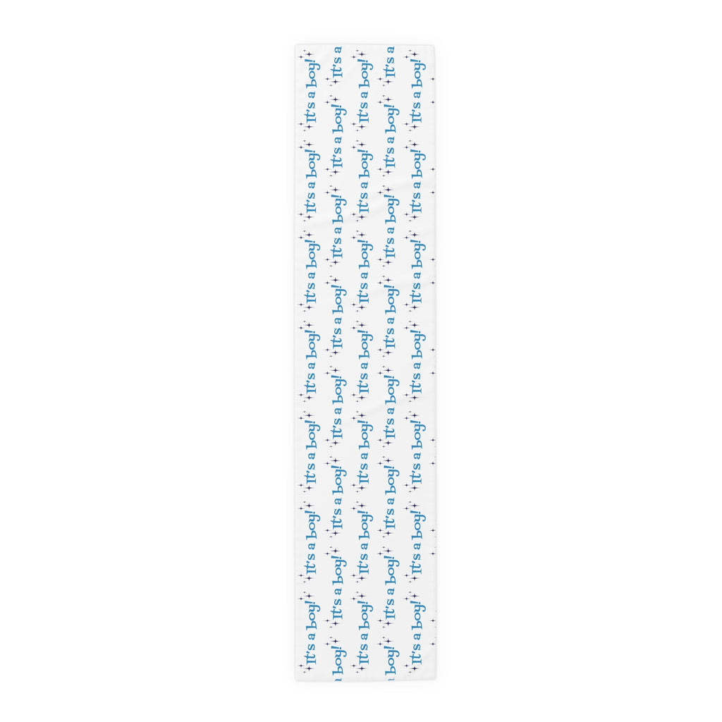 It's A Boy Starburst Atomic Mid Century Retro Style Baby Shower Table Runner - Cotton Or Polyester