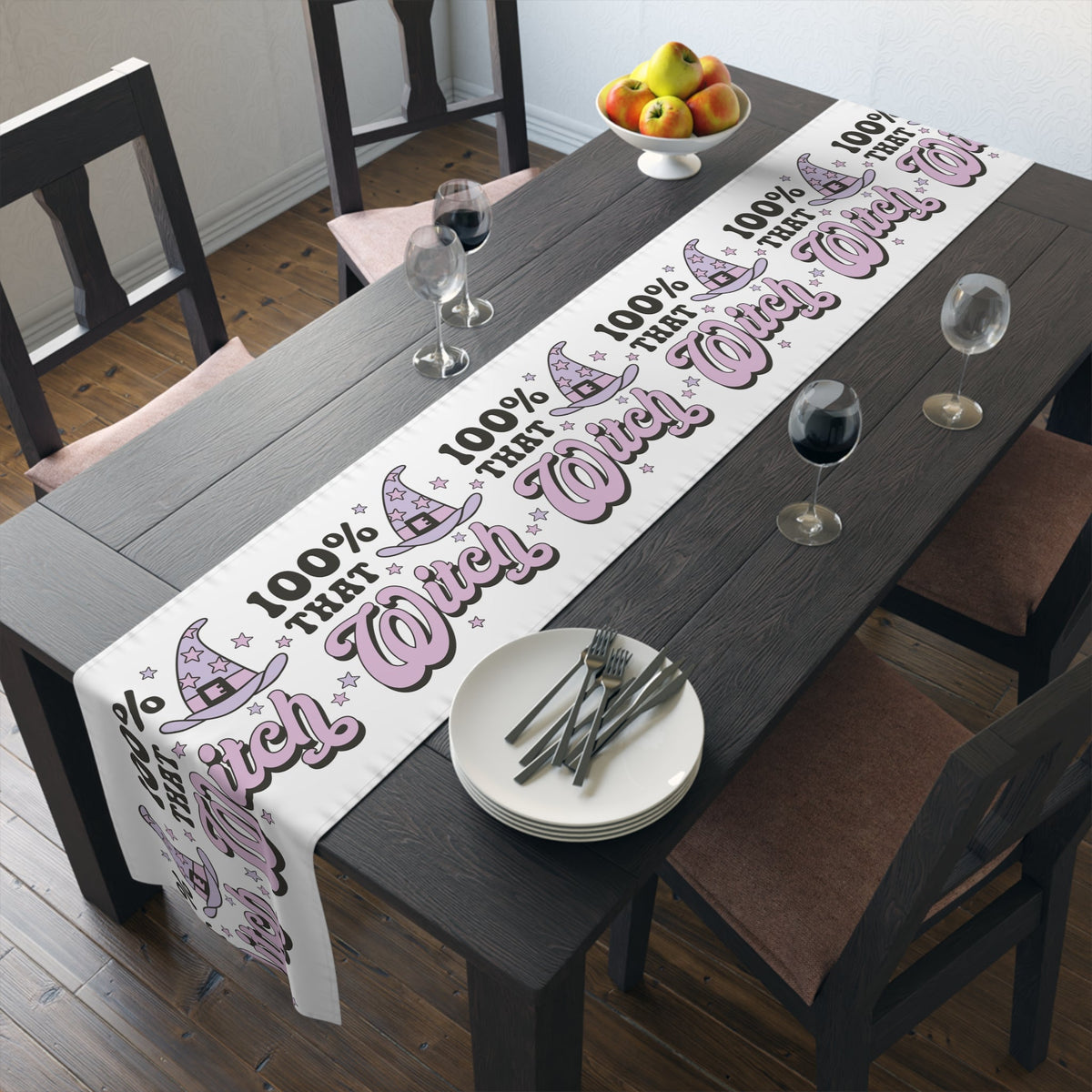 100% That Witch Halloween Print Cotton Poly Table Runner