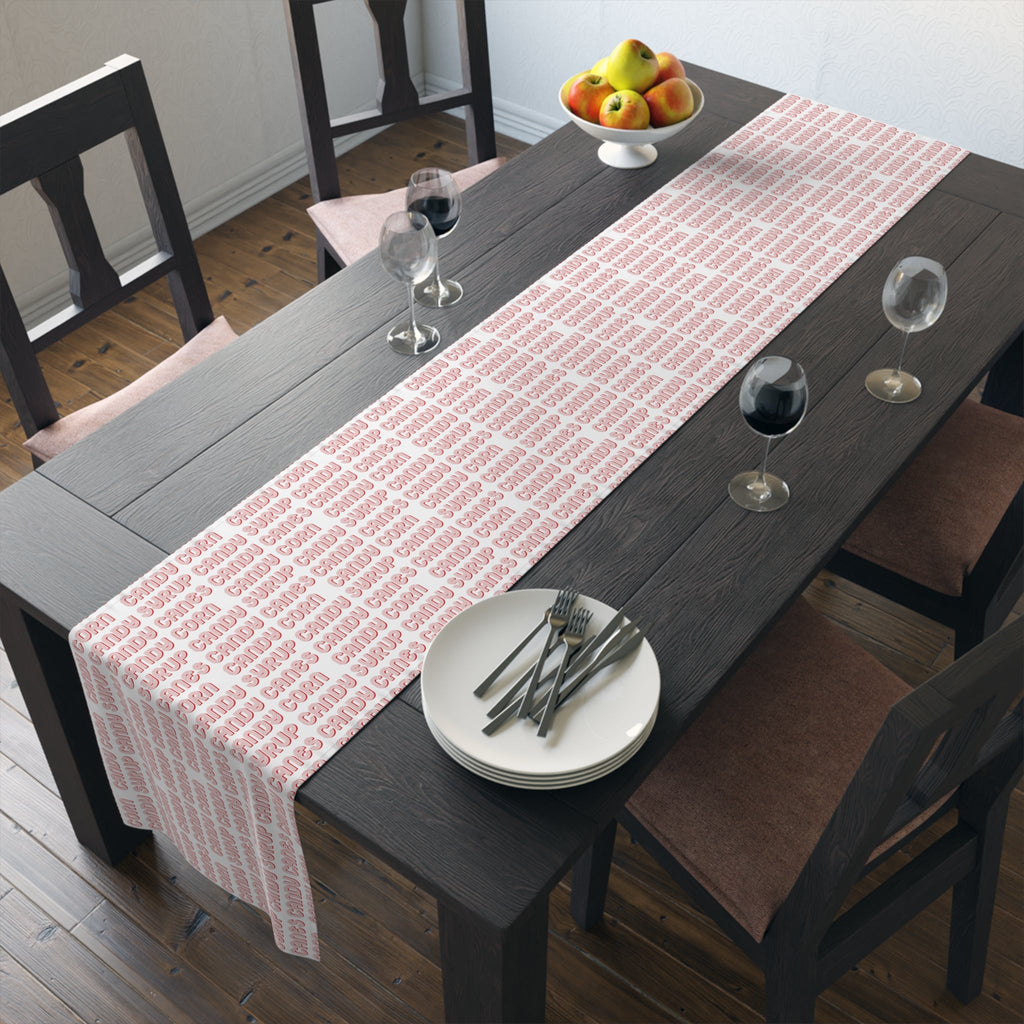 The Four Elf Food Groups Candy Candy Canes Candy Corn Syrup Christmas Holiday Party Decor Cotton Poly Table Runner - Elf Inspired