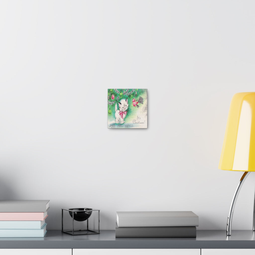It's Christmas Kitten Mid Century Retro Christmas Print Canvas Gallery Wrap