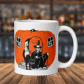 Pumpkin Witch House Black Cat Retro Halloween Vintage Mug