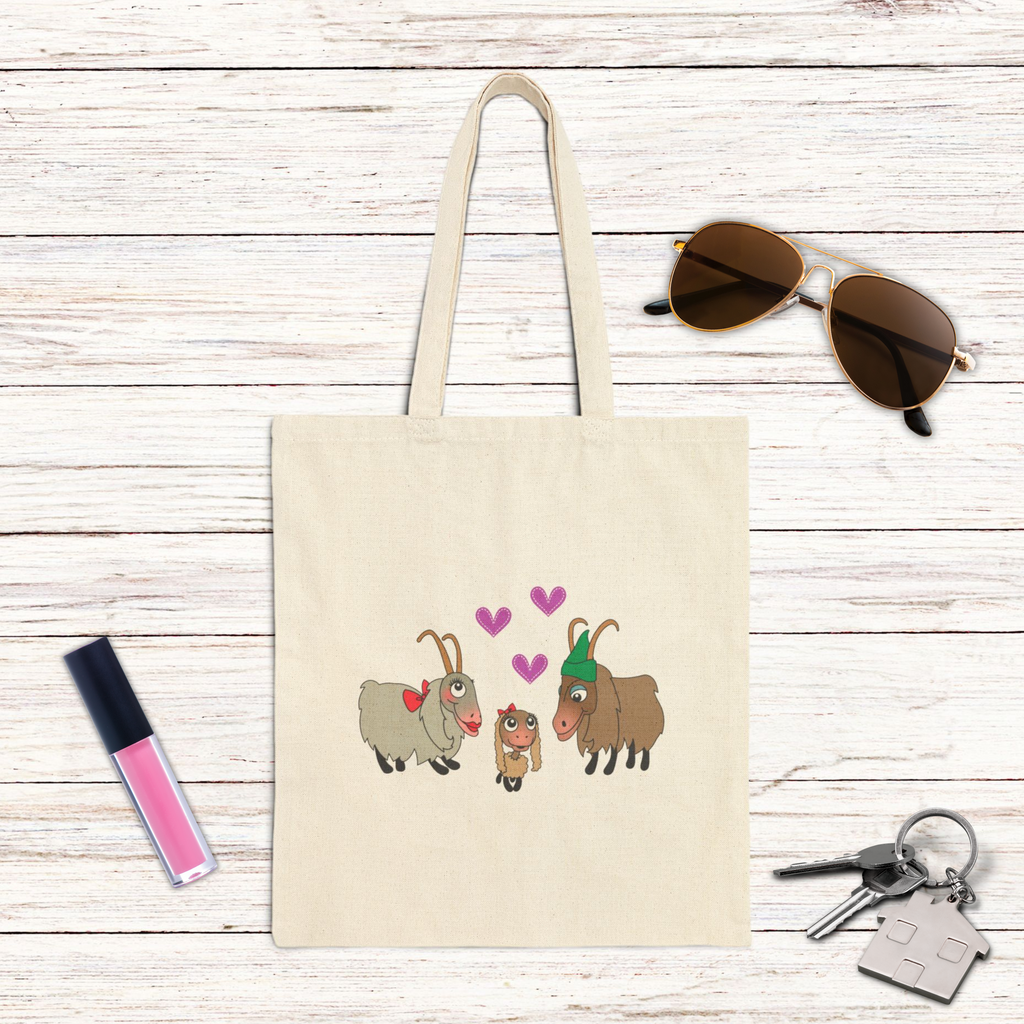 Sound Of Music Goat Family Cotton Canvas Tote Bag | Eco-Friendly Grocery Bag
