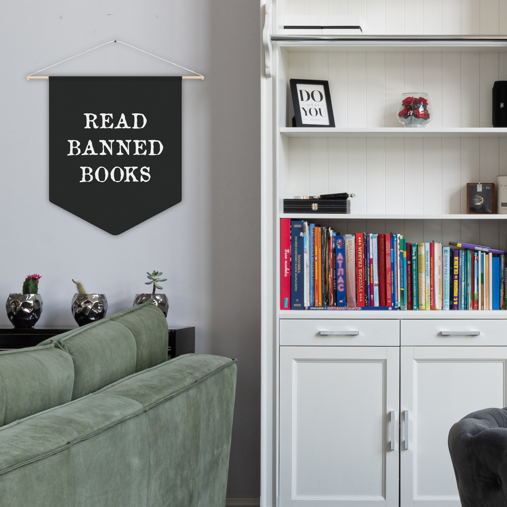 Read Banned Books Wall Hanging Pennant Banner Flag