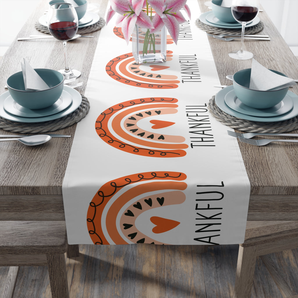 Thankful Boho Rainbow Thanksgiving Table Runner