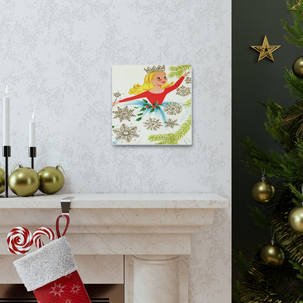 Christmas Fairy 50s Mid Century Retro Christmas Print Canvas Gallery Wrap