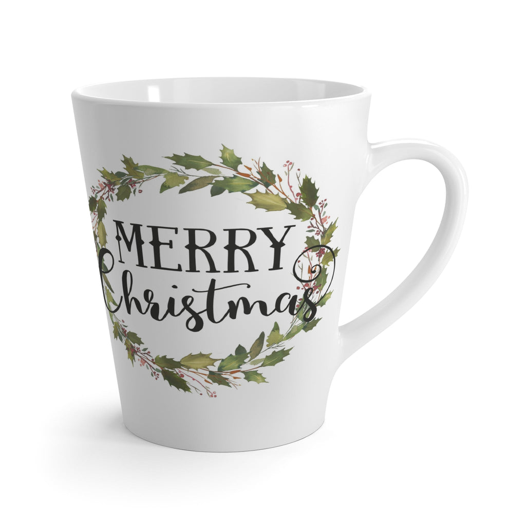 Merry Christmas Wreath Christmas Print Latte Coffee Mug