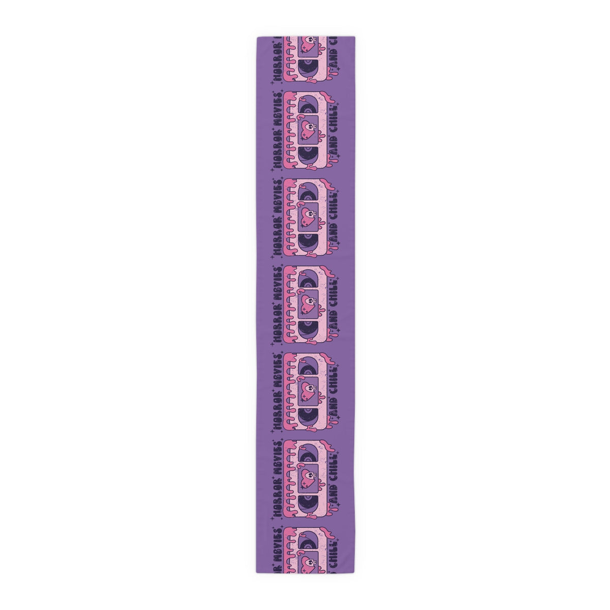 Horror Movies And Chill Distressed Halloween Purple Decor Cotton Poly Table Runner
