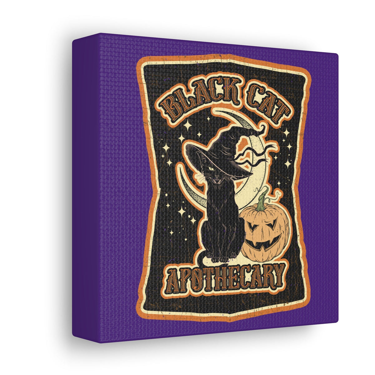 Black Cat Apothecary Distressed Style Halloween Print Canvas Gallery Wrap