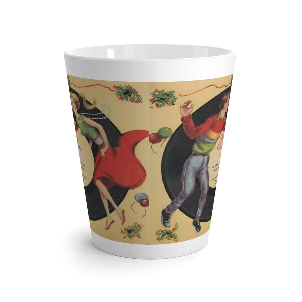 Under The Mistletoe Merry Christmas Couple Record Retro Print Latte Mug