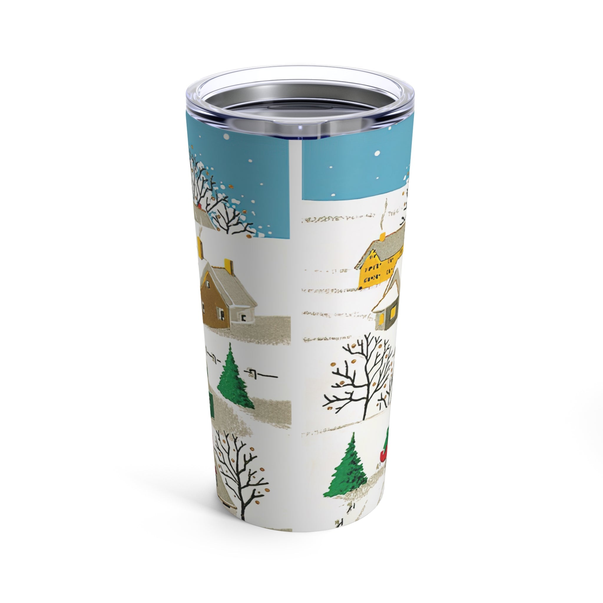 Cozy Christmas Town Retro Christmas Print Stainless Steel Tumbler 20oz