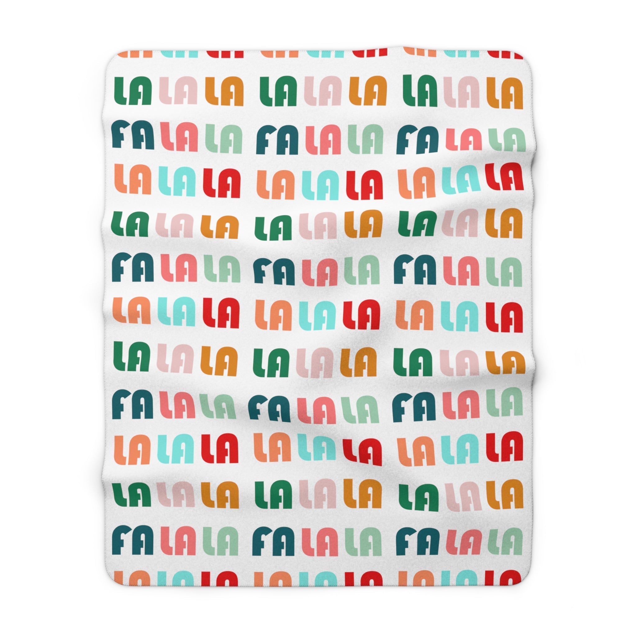 Fa La La Christmas Retro Style Print Sherpa Fleece Blanket