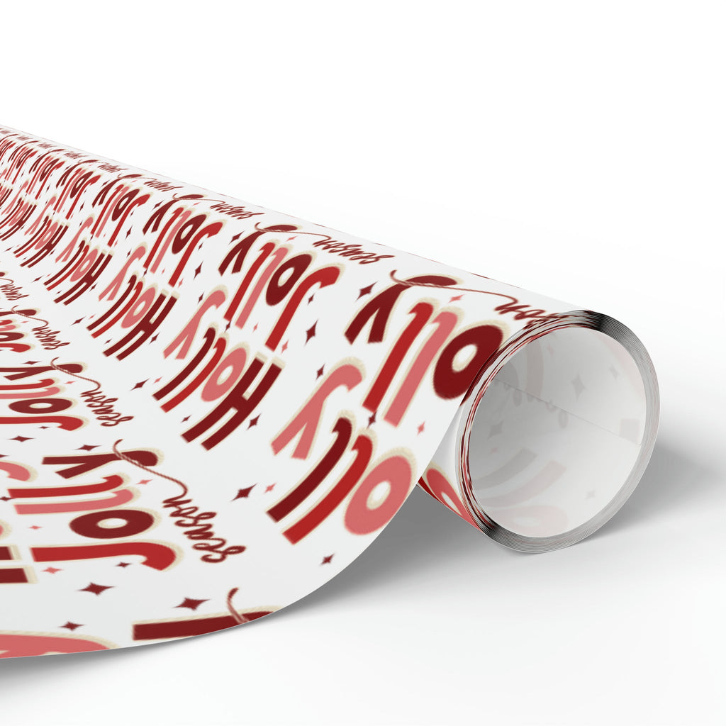 Holly Jolly Season Retro Style Christmas Print Holiday Gift Wrap Paper - Glossy Or Matte