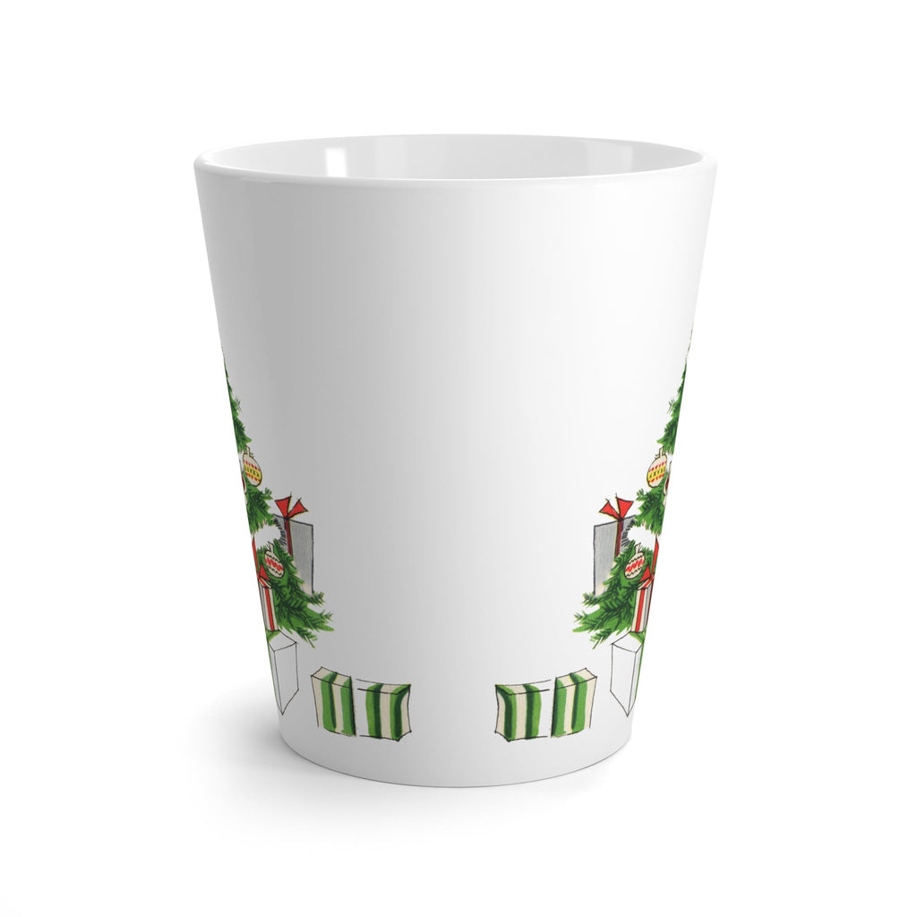 Christmas Tree WIth Presents Retro Christmas Print Latte Coffee Mug