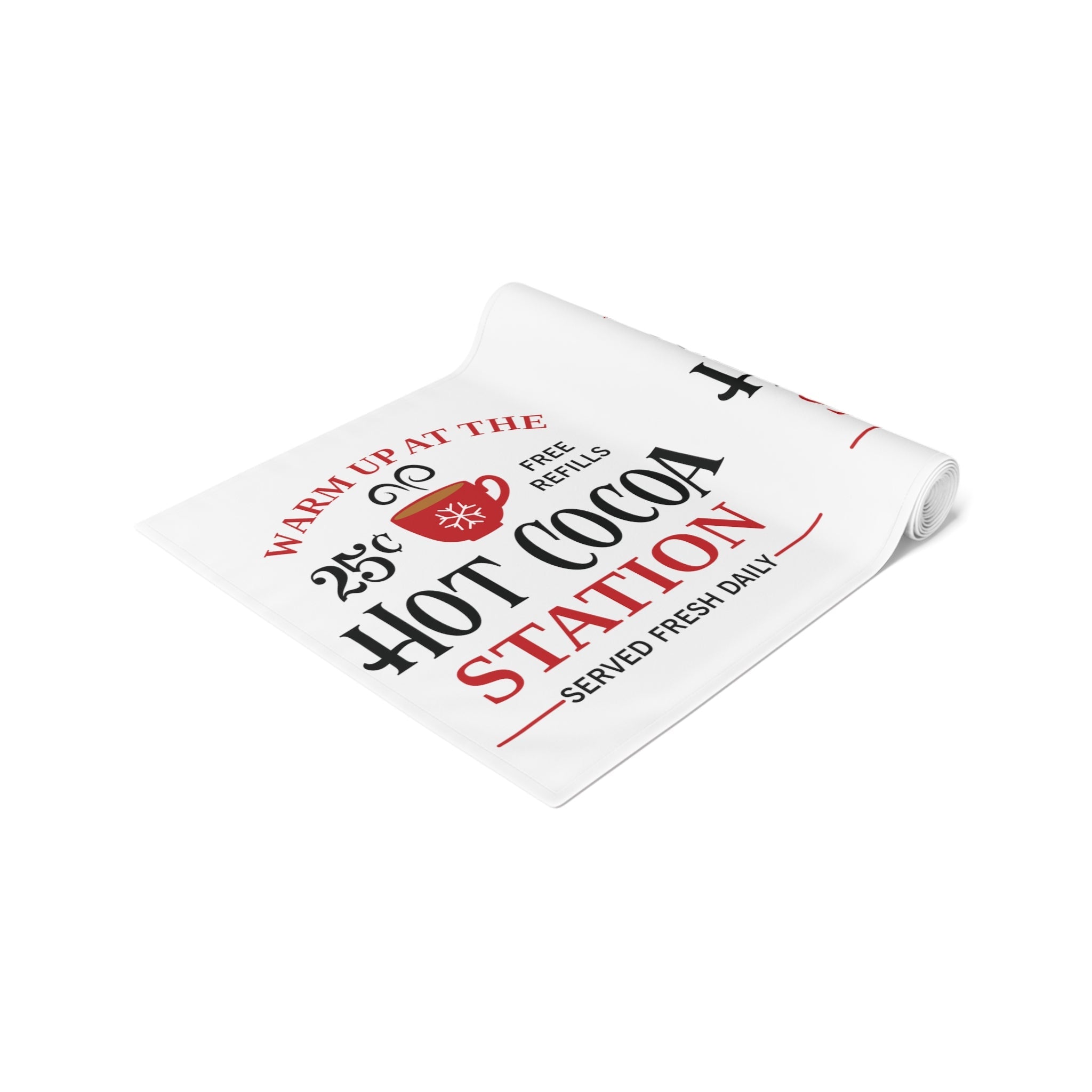 Warm Up At The Hot Cocoa Station Christmas Table Runner