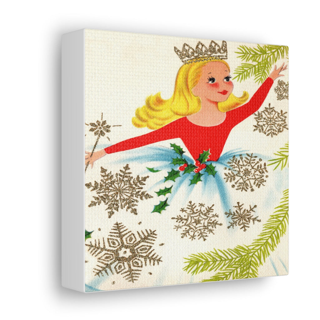 Christmas Fairy 50s Mid Century Retro Christmas Print Canvas Gallery Wrap