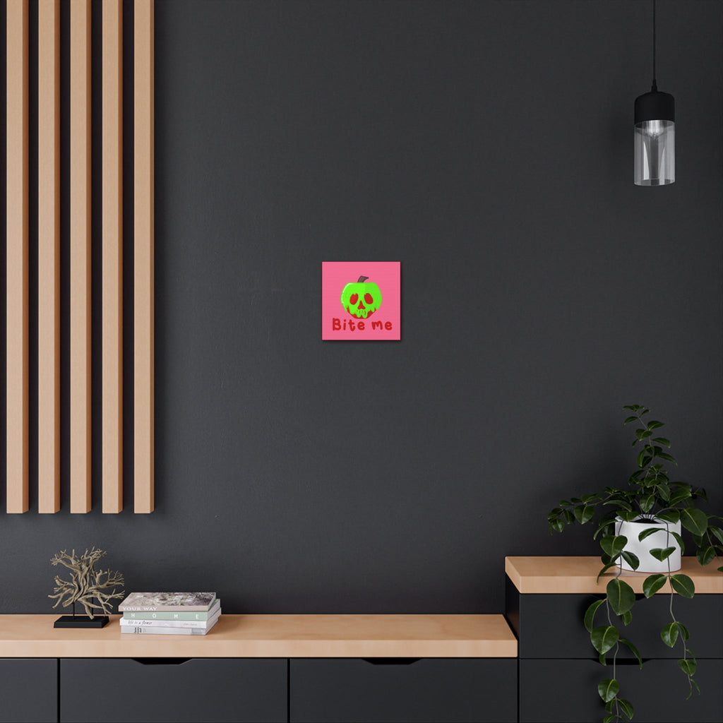 Bite Me Poison Apple Halloween Canvas Gallery Wraps - Pink