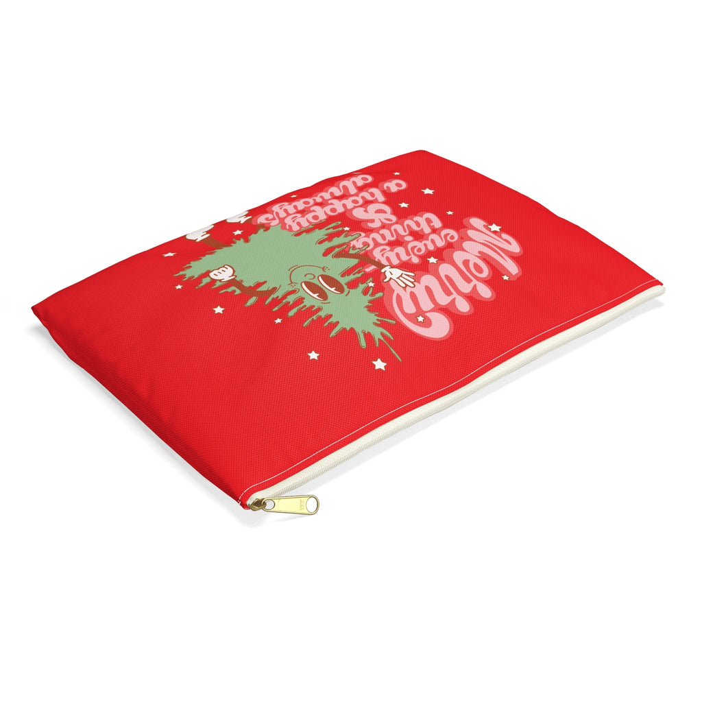 Merry Everything And A Happy Always Cute Christmas Tree Retro Style Christmas Print Polyester Accessory Travel Bag Pouch