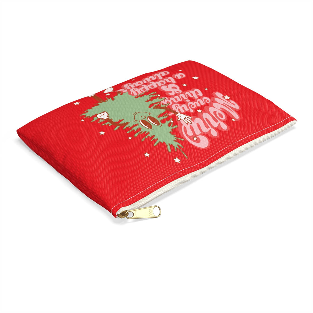 Merry Everything And A Happy Always Cute Christmas Tree Retro Style Christmas Print Polyester Accessory Travel Bag Pouch