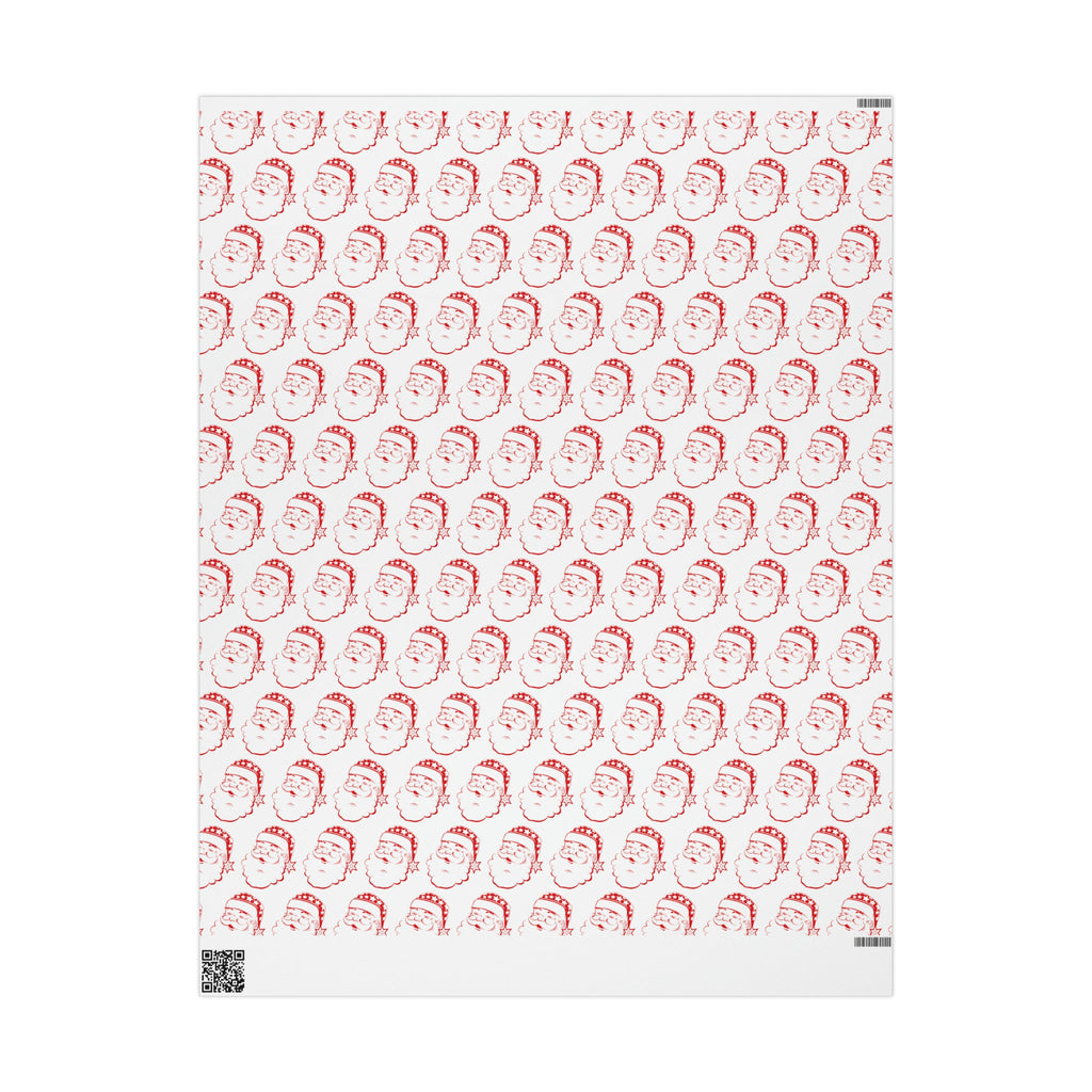Red Santa Mid Century Retro Christmas Print Holiday Gift Wrap Paper - Glossy Or Matte