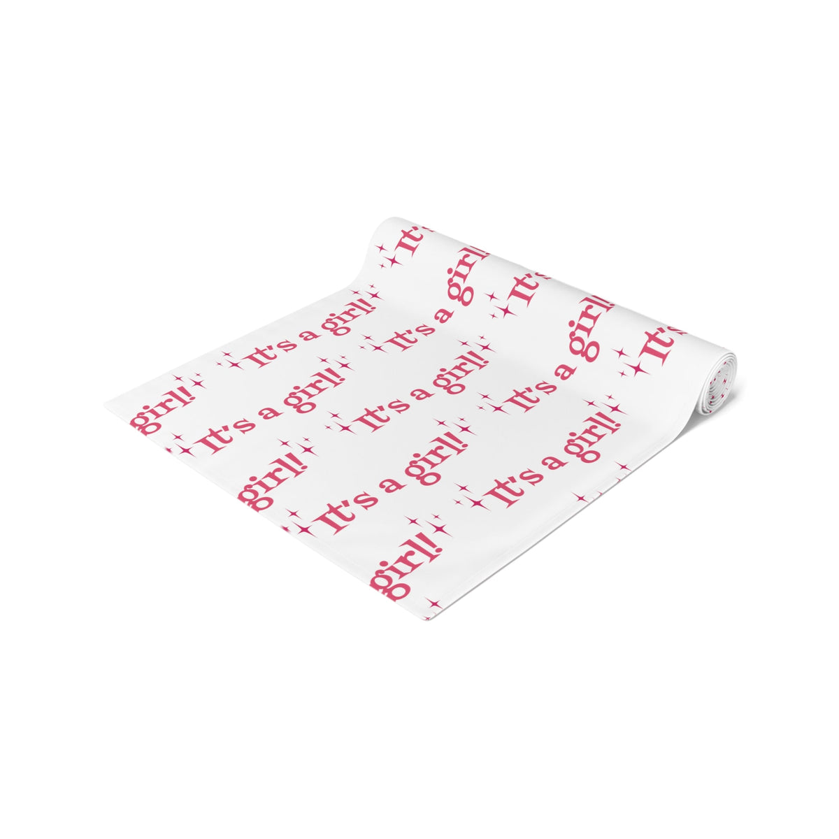 It's A Girl Starburst Atomic Mid Century Retro Style Baby Shower Table Runner - Cotton Or Polyester