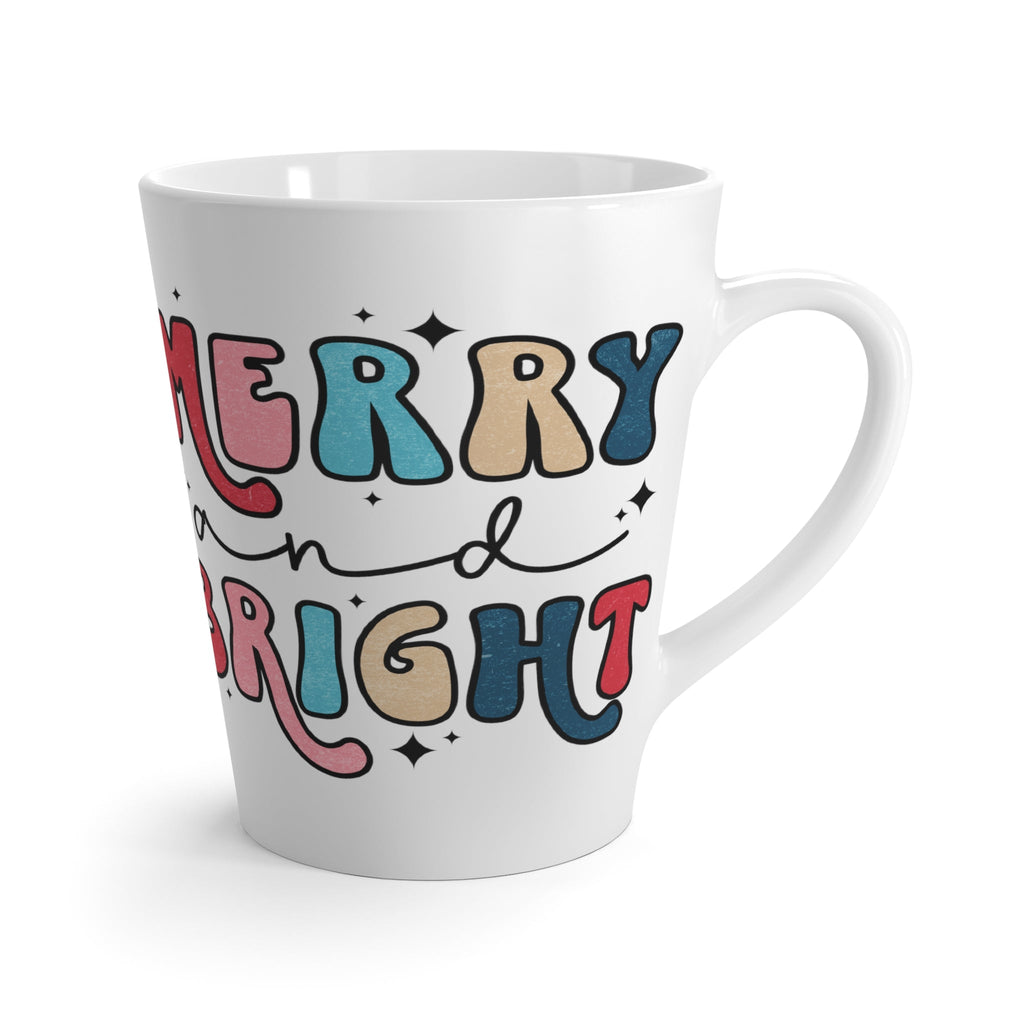 Merry And Bright Christmas Print Latte Coffee Mug