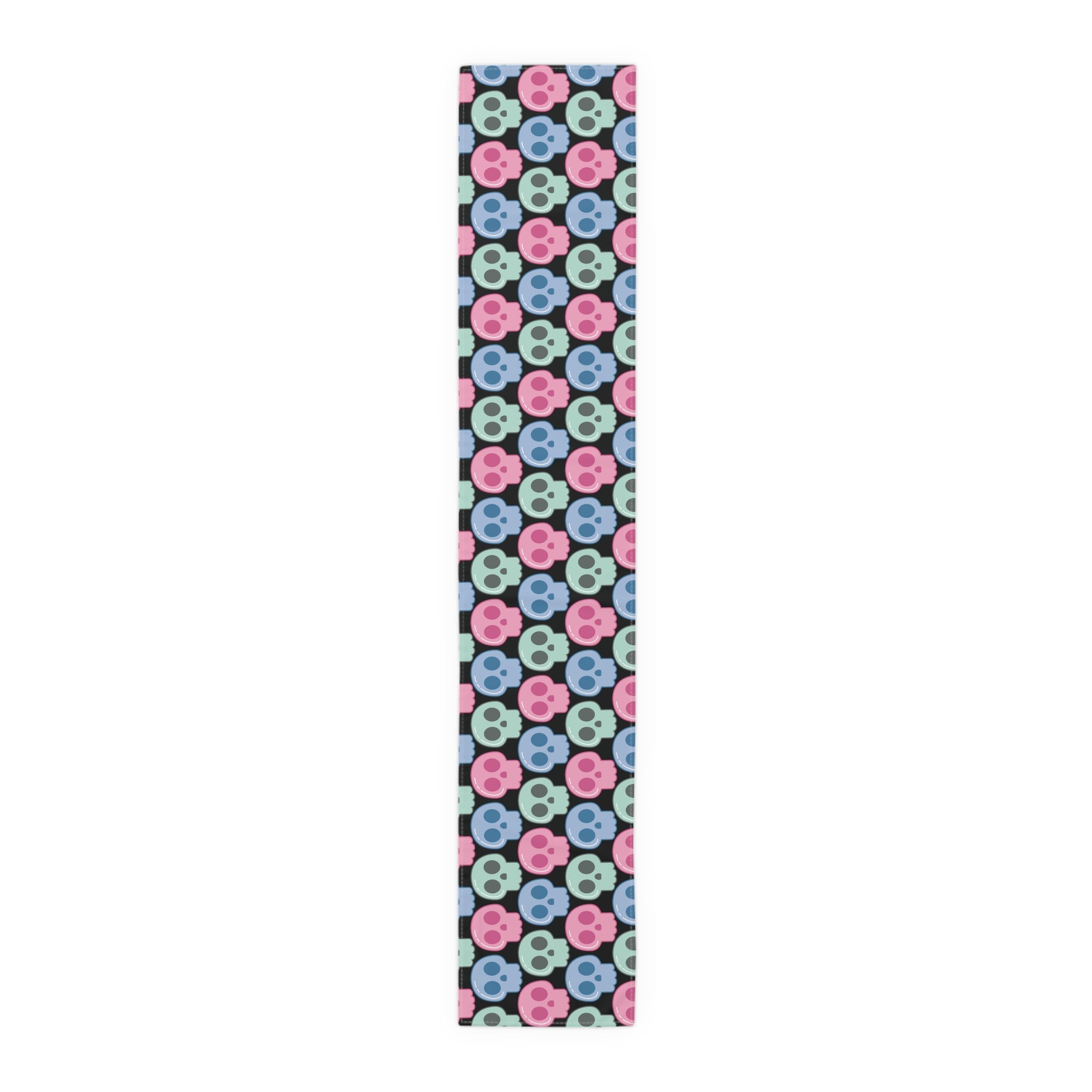 Pastel Goth Skulls Cute Halloween Black Decor Cotton Poly Table Runner