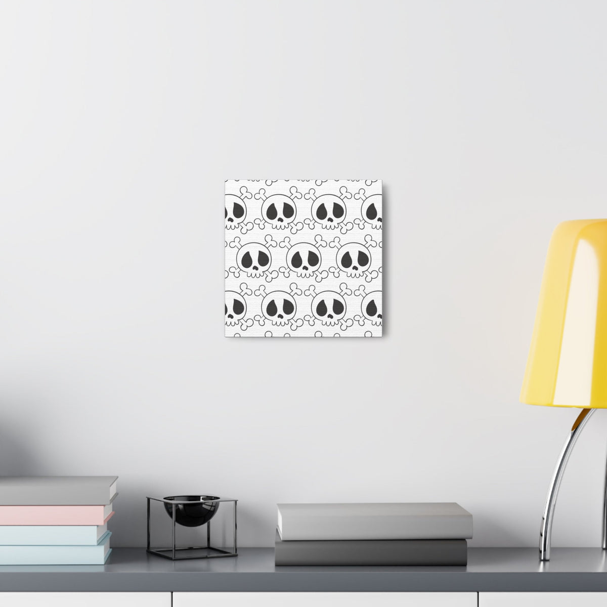 Cute Skulls Halloween Black And White Print Canvas Gallery Wrap