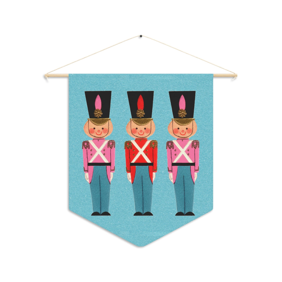 Christmas Toy Soldiers Blue Mid Century Retro Christmas Print Wall Hanging Banner Flag