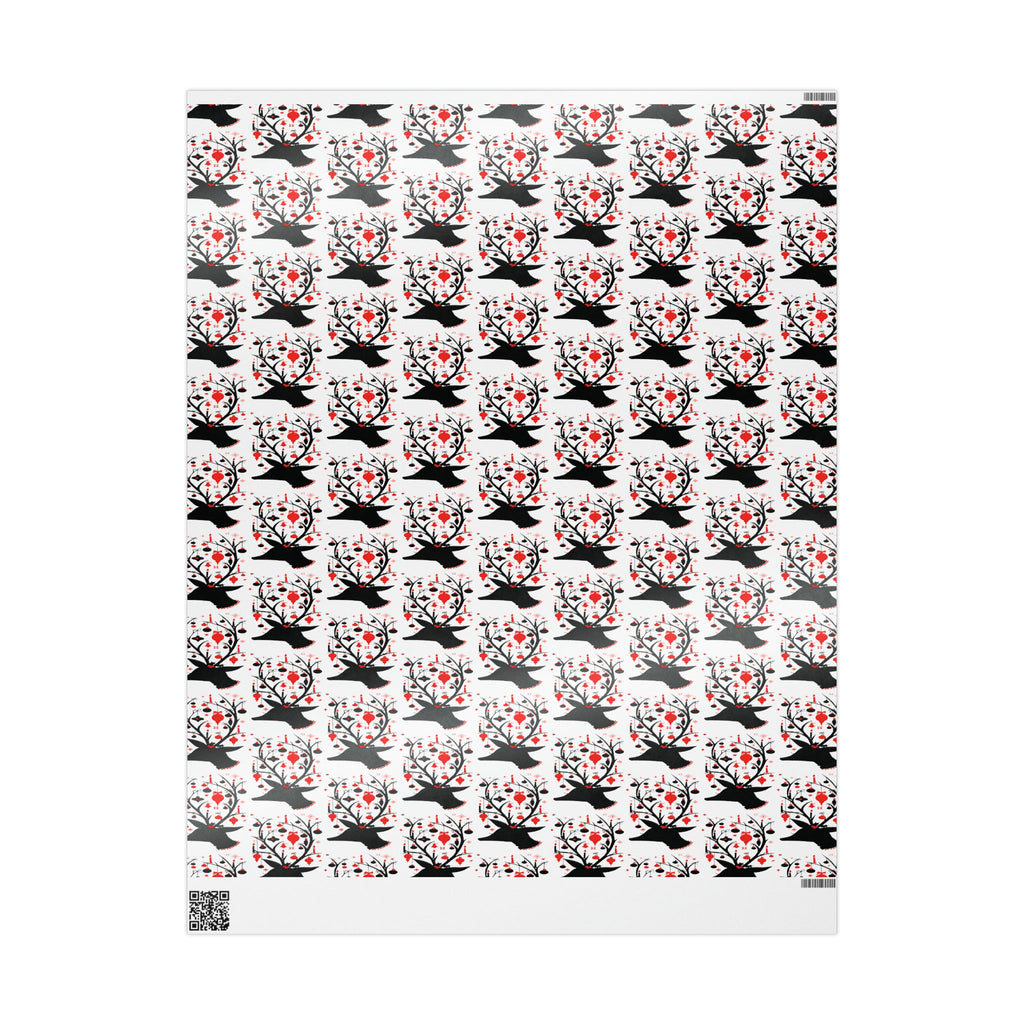 Reindeer Silhouette With Ornaments Mid Century Retro Christmas Print Holiday Gift Wrap Paper - Glossy Or Matte