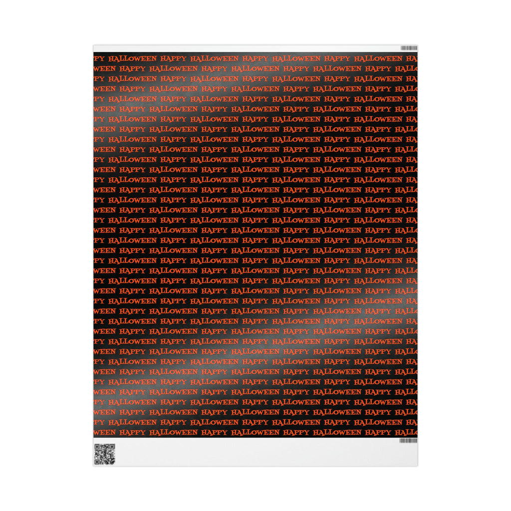 Happy Halloween Orange And Black Atomic Mid Century Retro Style Halloween Holiday Gift Wrap Paper - Glossy Or Matte