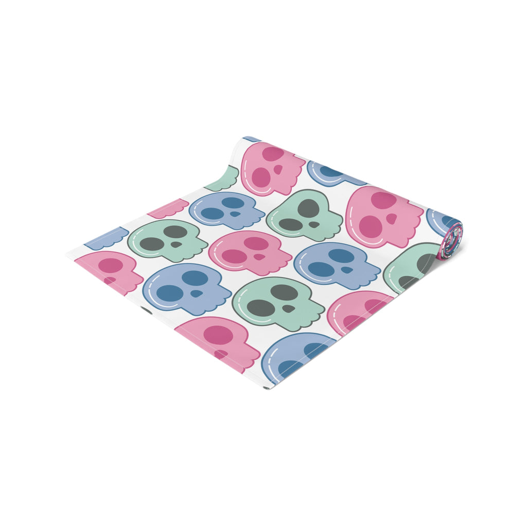 Pastel Goth Cute Halloween Skulls Home Decor Cotton Poly Table Runner