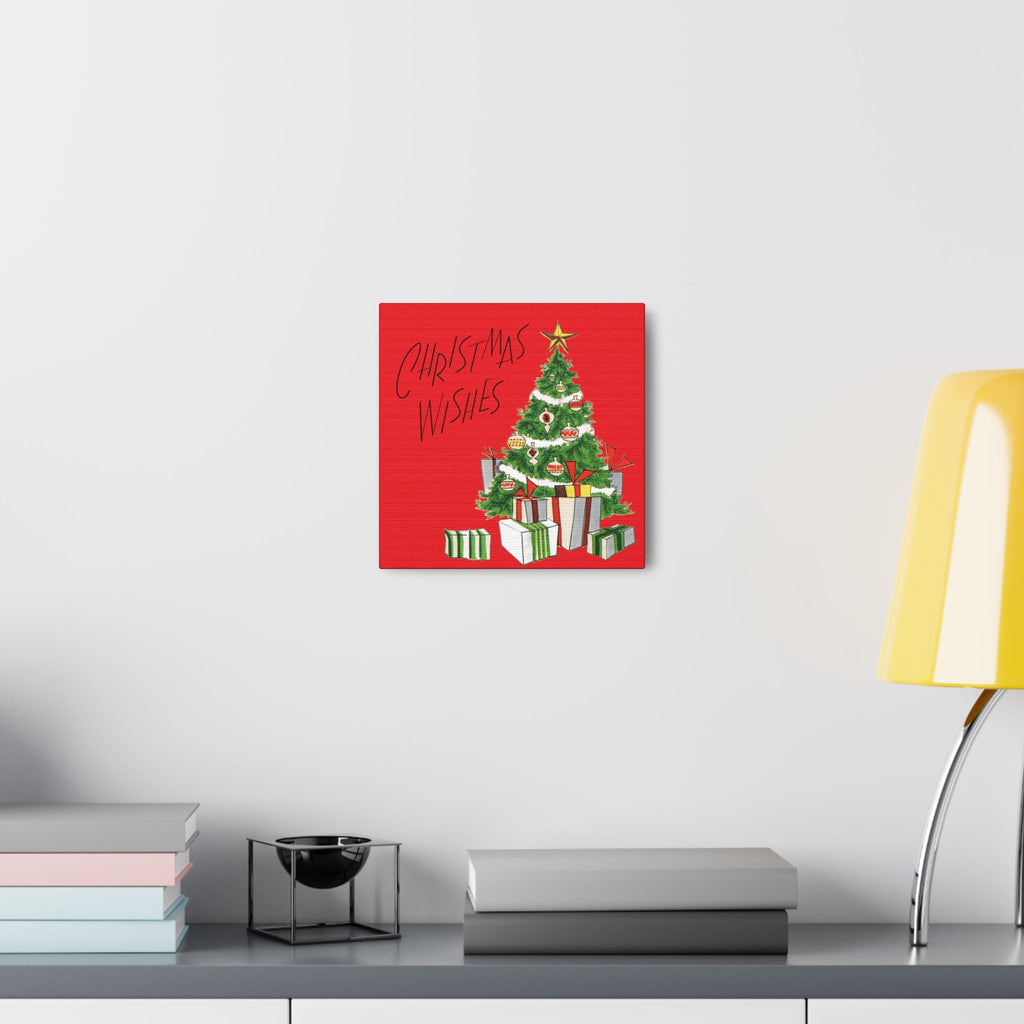 Christmas Wishes Christmas Tree Mid Century Retro Christmas Print Canvas Gallery Wrap