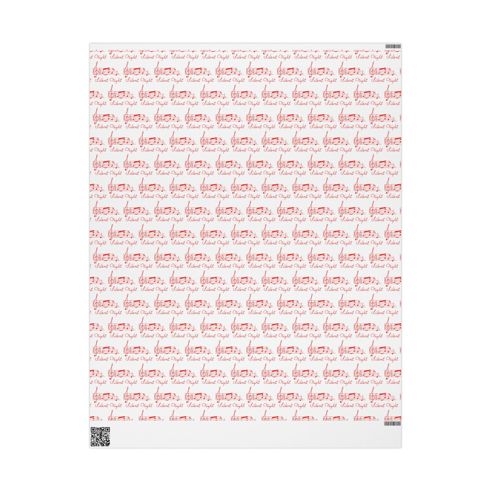 Silent Night Red Sheet Music Mid Century Retro Christmas Print Holiday Gift Wrap Paper - Glossy Or Matte
