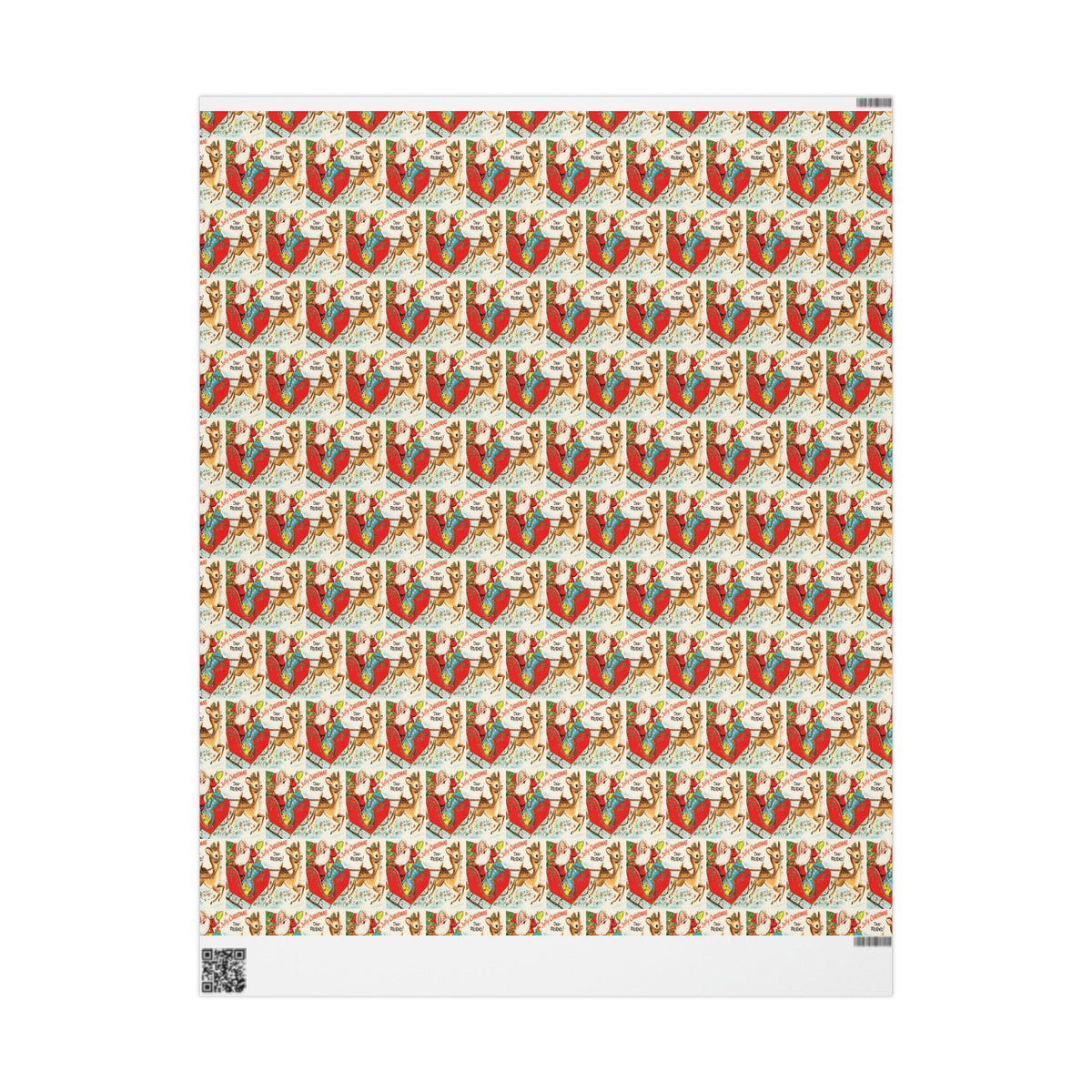 A Jolly Christmas Dear Friend Santa In Sleigh With Reindeer Mid Century Retro Christmas Print Holiday Gift Wrap Paper - Glossy Or Matte