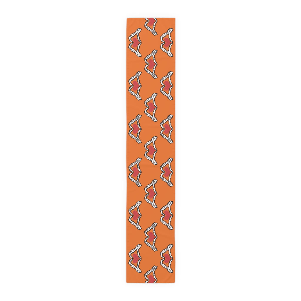 Skeleton Heart Hands Halloween Decor Orange Cotton Poly Table Runner